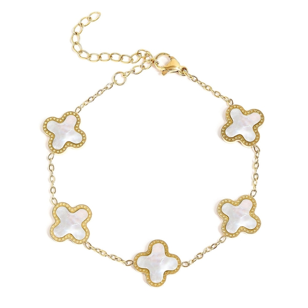 Clover Bracelet (Mother Of Pearl) – 18K PVD Gold 316L Stainless Steel